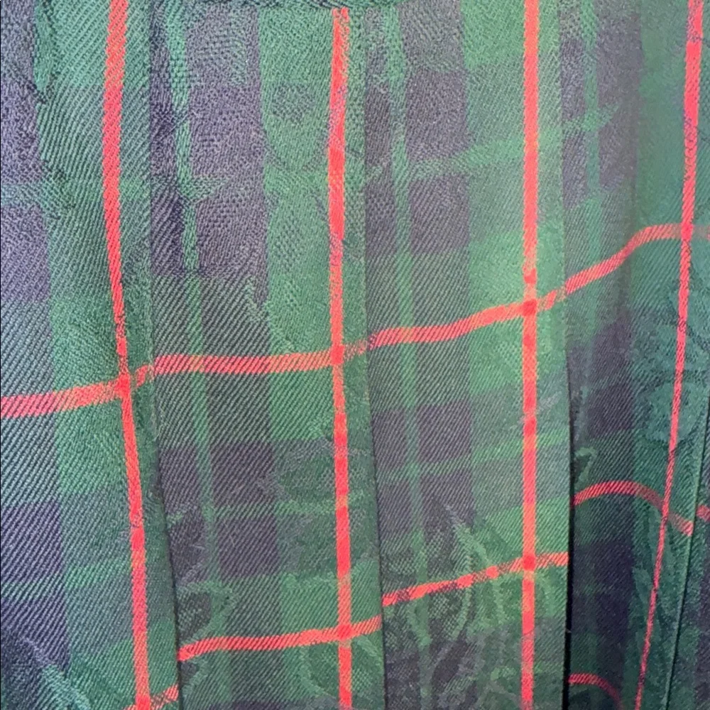 Vintage Pendleton classic preppy plaid hidden floral pleated skirt 14 Petite